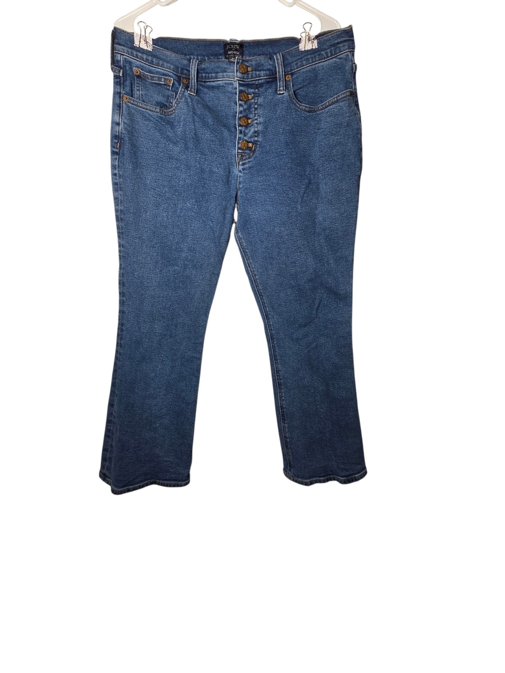 J.Crew Factory Flare Crop Jeans Button Fly Medium Wash Size Womens 31